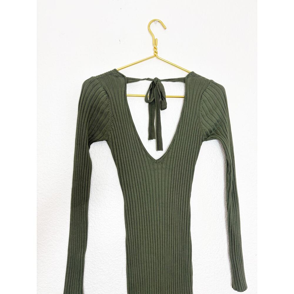 Revolve NBD Bekah Green Ribbed Midi Dress Size Small Bodycon Stretch Knit - Picture 10 of 12